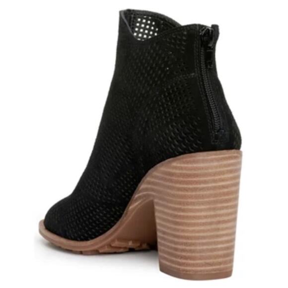 NWT Lucky Brand black nubuck Vacob open toe perforated bootie, 7.5 - Picture 5 of 14
